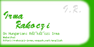 irma rakoczi business card